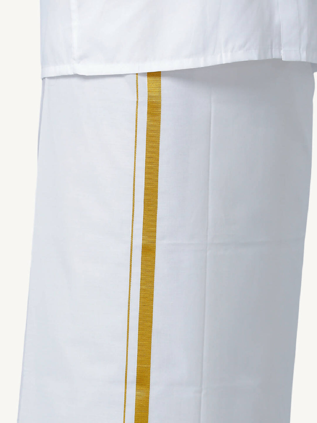 Ramraj Cotton Mens Wedding White Regular Dhoti, Shirt & Towel Set Subhakalyan 1/2" | Grocsy