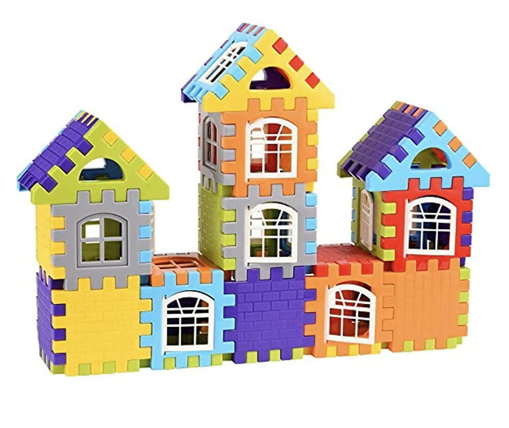 Kipa Multi Colored 72 Pcs Mega Jumbo Happy Home House Building Blocks with Attractive Windows and Smooth Rounded Edges - Building Blocks for Kids | Grocsy