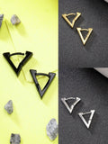 NVR Men's Set of 3 Multicolor Rhodium-Plated Geometric Shape Stainless Steel Studs Earring | Grocsy