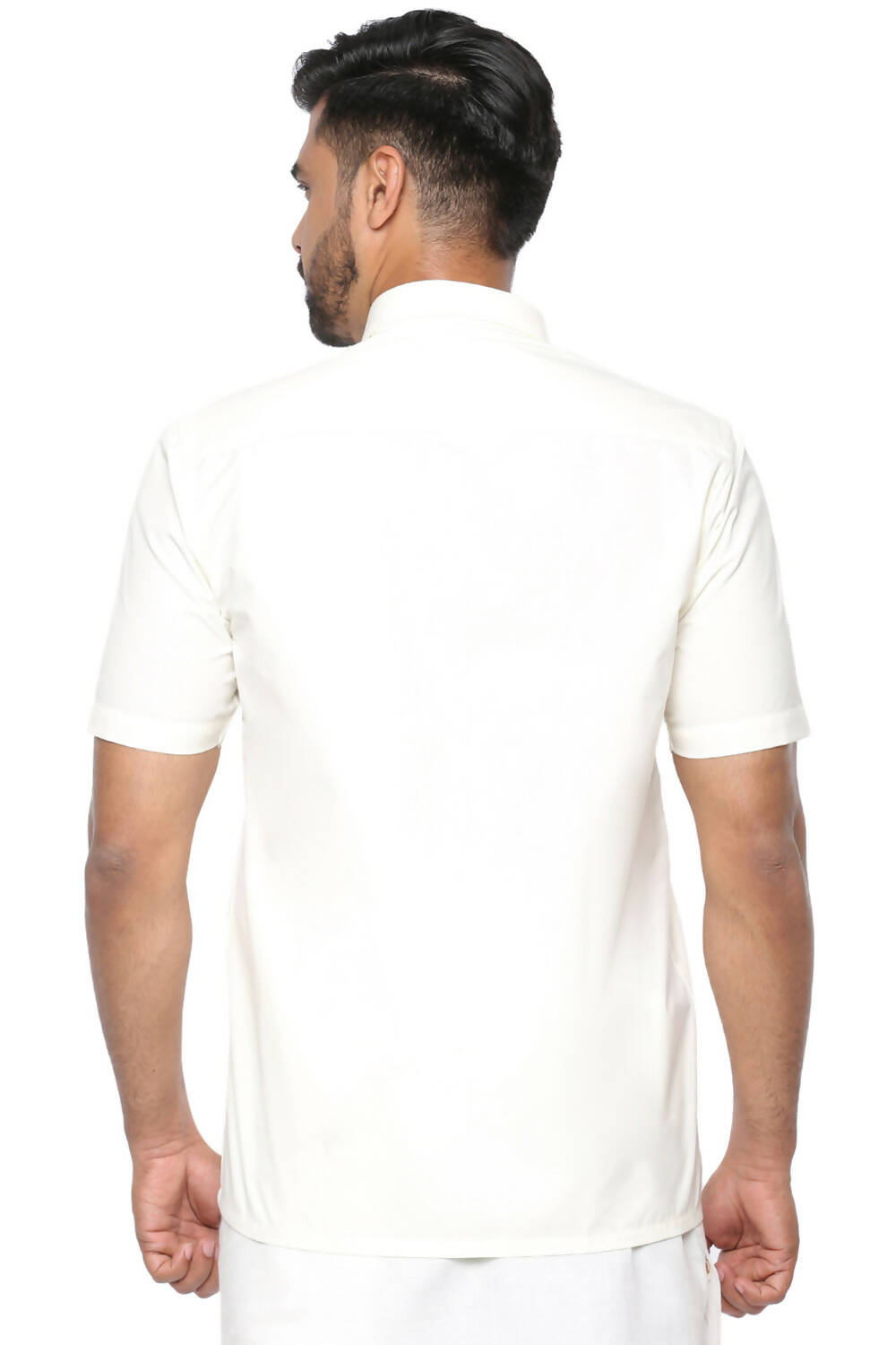 Ramraj Cotton Mens Poly Cotton Cream Colour Half Sleeve Shirt | Grocsy