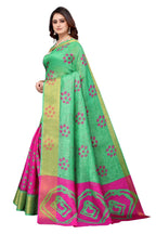 Vamika Ethnic Fire Pink Jari Border Linen Saree | Grocsy