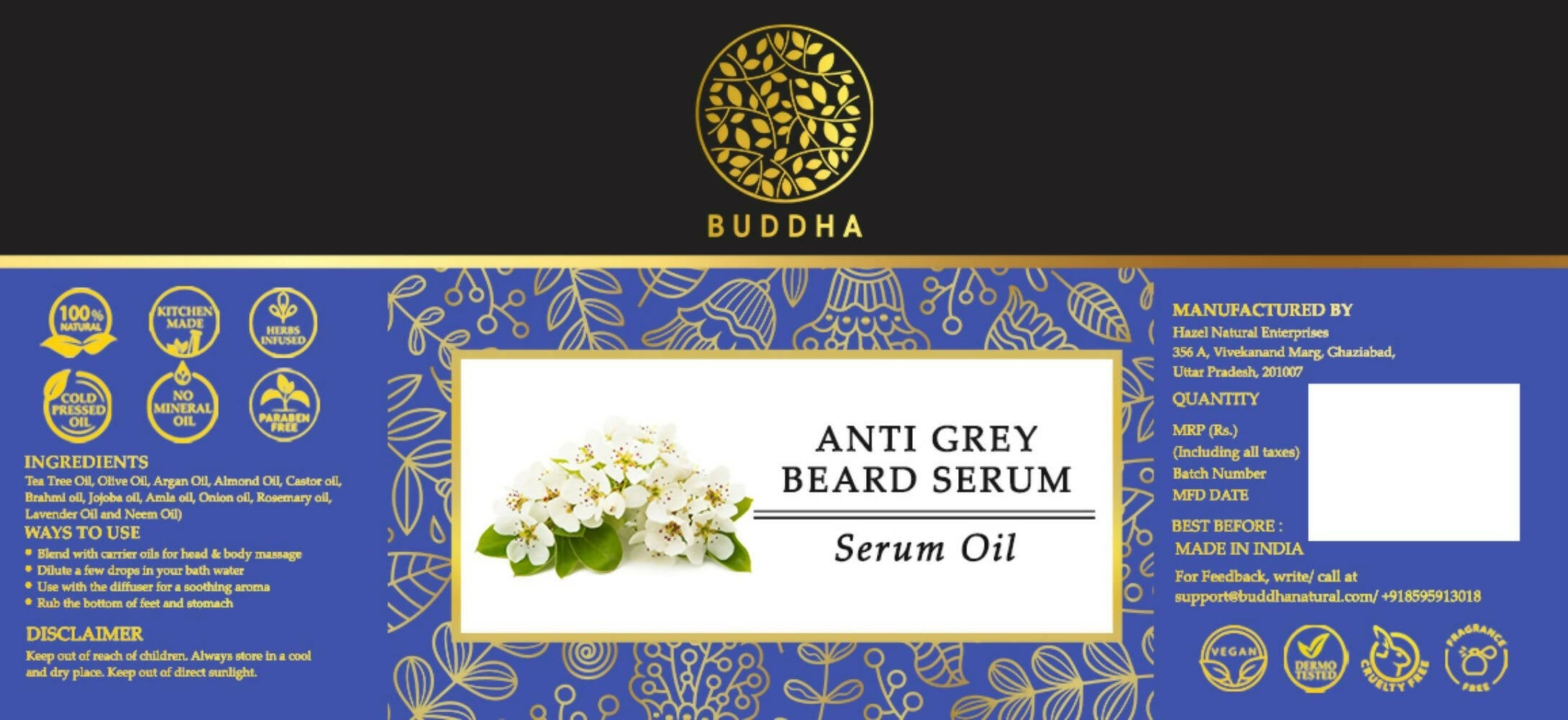Buddha Natural Anti Grey Beard Serum Oil | Grocsy