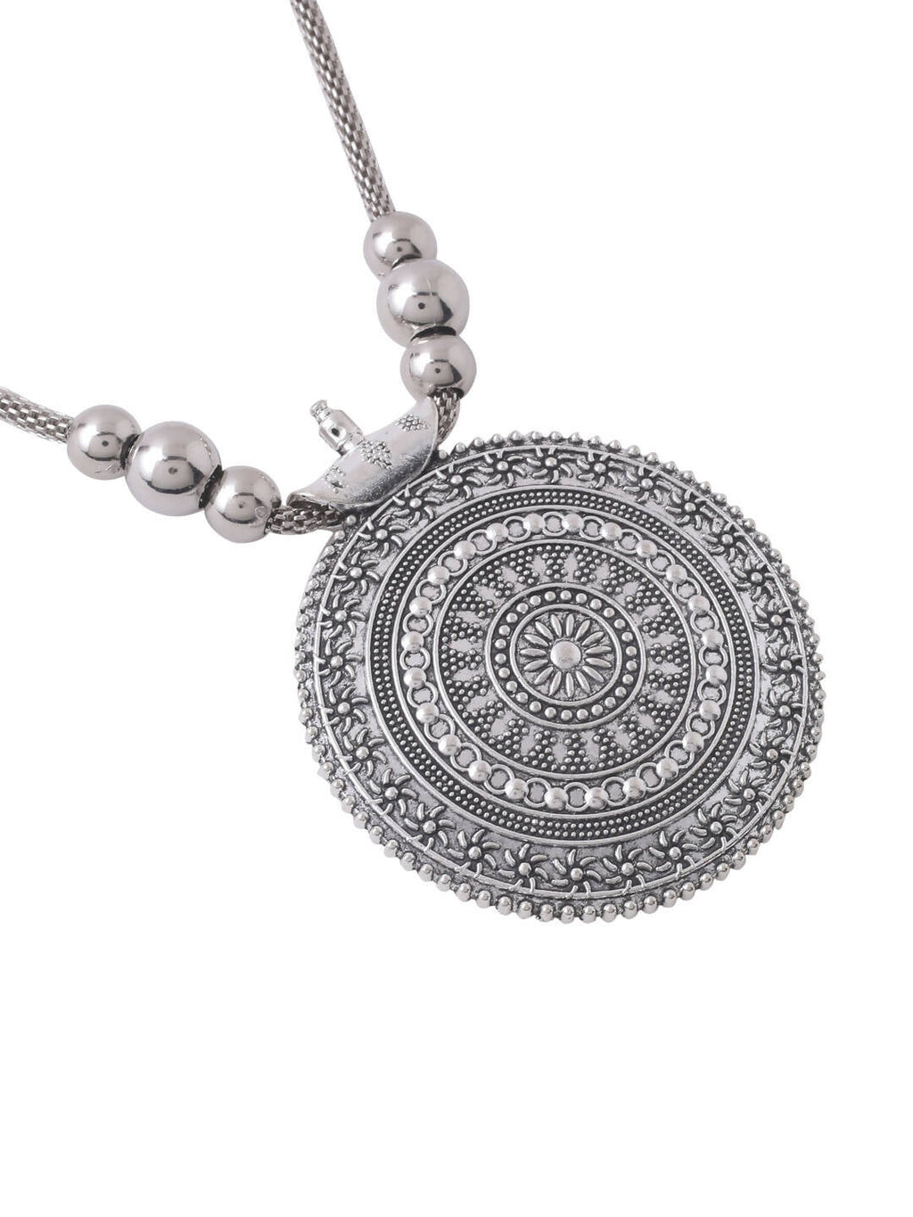 NVR Women's Elegant Silver Oxidised Brass Necklace | Grocsy