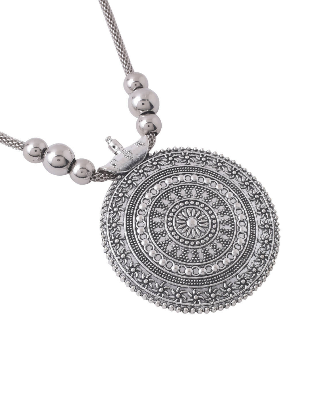 NVR Women's Elegant Silver Oxidised Brass Necklace | Grocsy