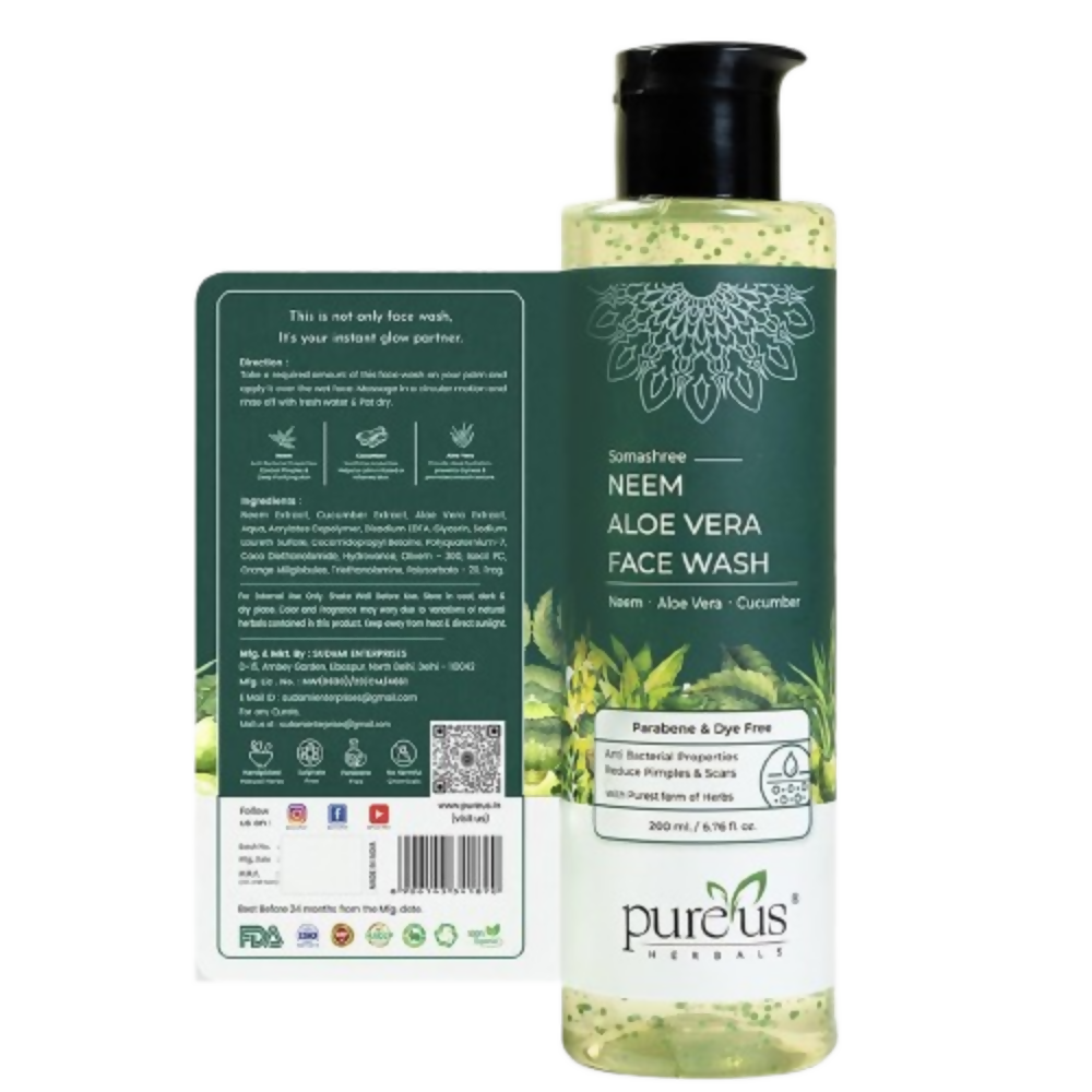 Pureus Herbals Somashree Neem Aloe Vera Face Wash | Grocsy