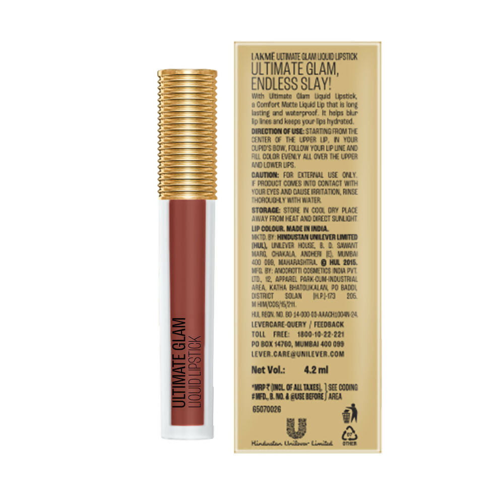 Lakme Ultimate Glam Matte Liquid Lipstick - Nude Latte | Grocsy