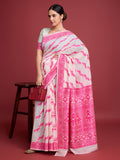 Vedant Vastram Dhakai Jamdani Cotton Saree - Pink | Grocsy