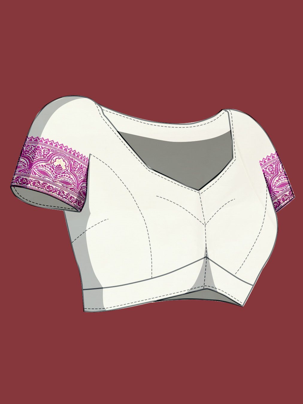 Vedant Vastram Dhakai Jamdani Cotton Saree - Wine | Grocsy