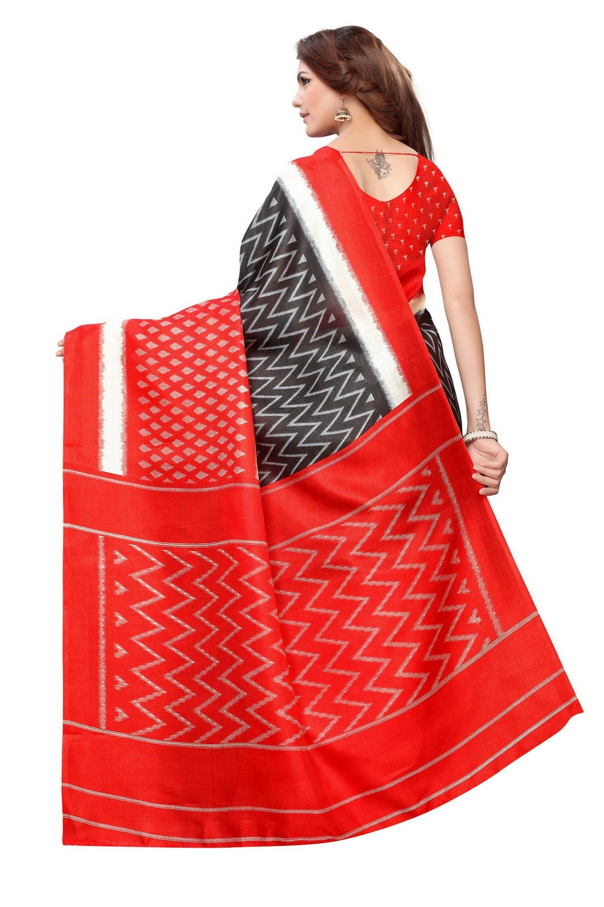 Vamika Red Kalamkari With Jhalar Khadi Silk Saree In Latest Fashion | Grocsy