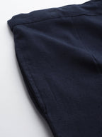 Yufta Navy Blue Cotton Fit Trousers | Grocsy