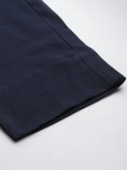 Yufta Navy Blue Cotton Fit Trousers | Grocsy