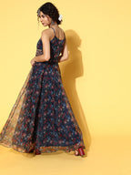 Yufta Navy Blue Ethnic Maxi Dress | Grocsy