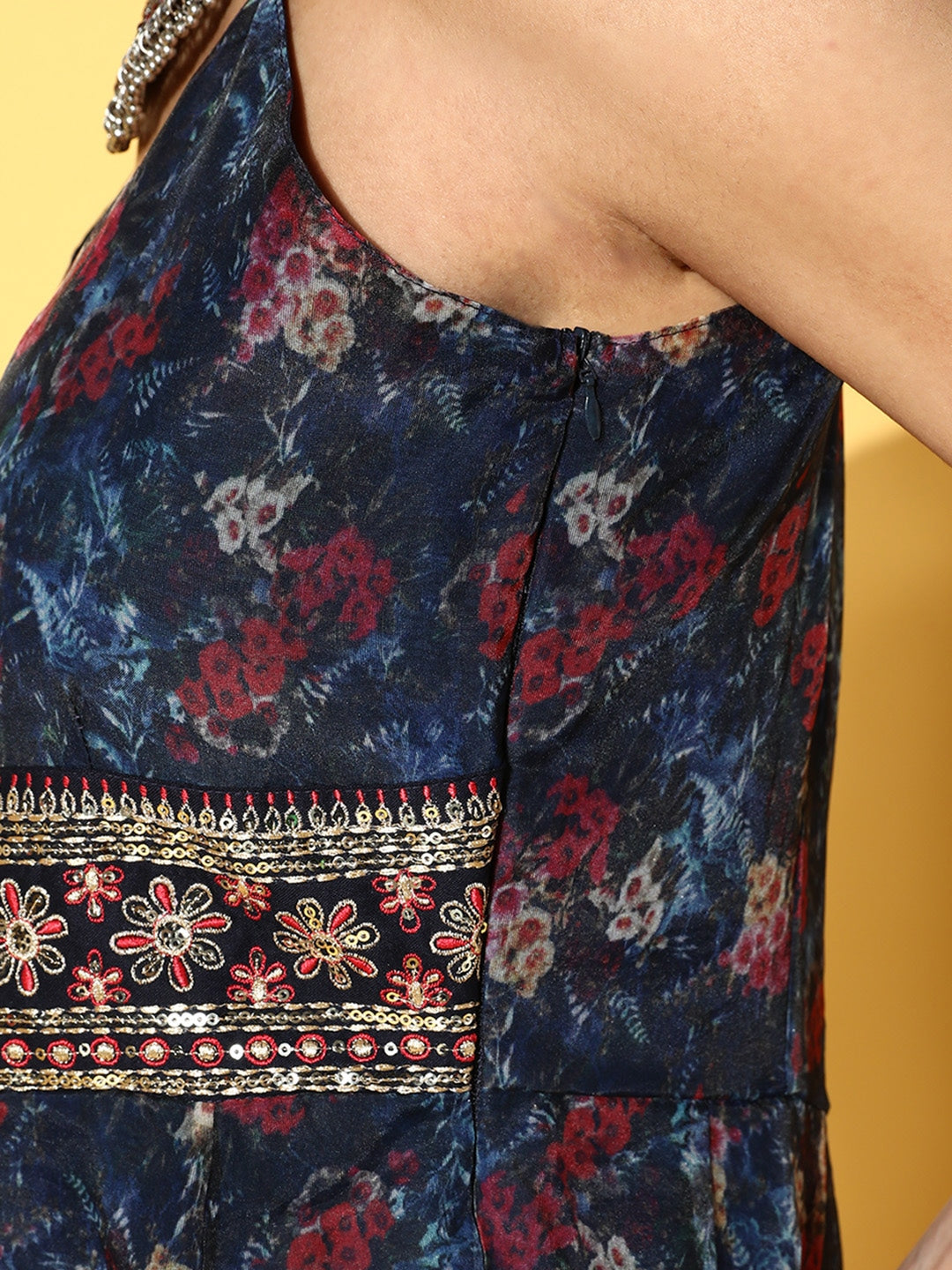 Yufta Navy Blue Ethnic Maxi Dress | Grocsy