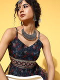 Yufta Navy Blue Ethnic Maxi Dress | Grocsy