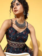 Yufta Navy Blue Ethnic Maxi Dress | Grocsy