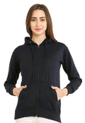 PAVONINE Navy Blue Color Casual Winter Wear Hoodie Sweatshirt For Girls | Grocsy