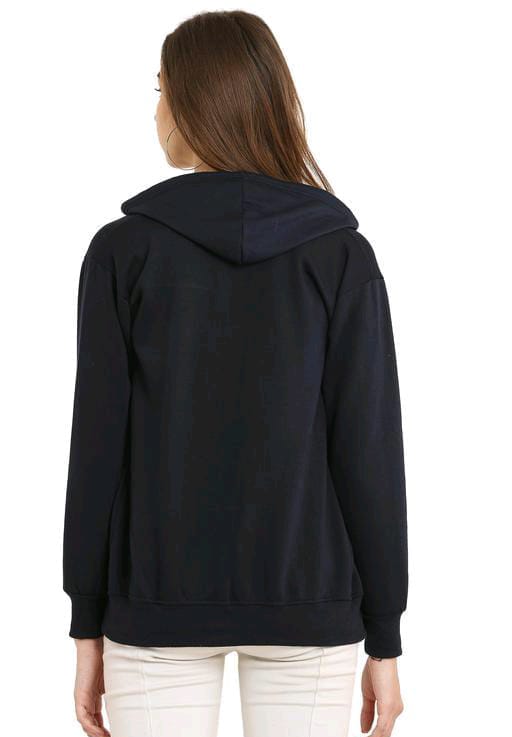 PAVONINE Navy Blue Color Casual Winter Wear Hoodie Sweatshirt For Girls | Grocsy