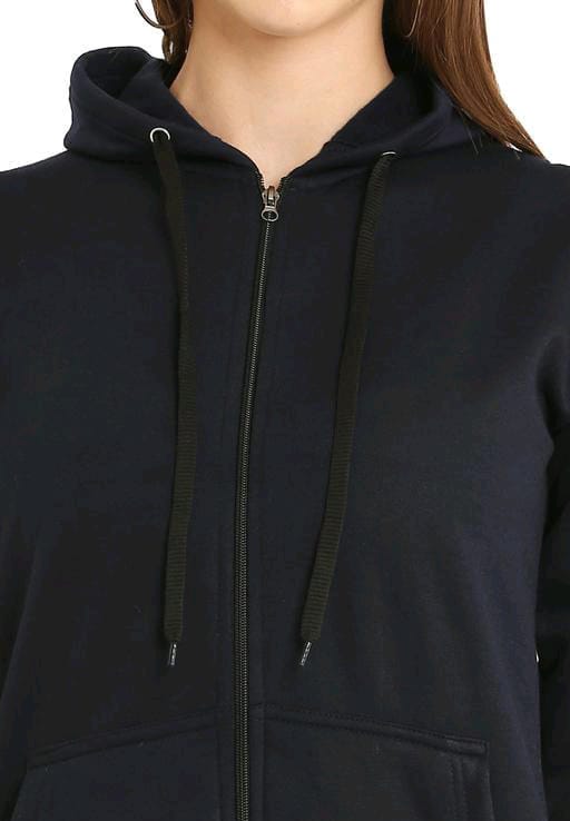 PAVONINE Navy Blue Color Casual Winter Wear Hoodie Sweatshirt For Girls | Grocsy