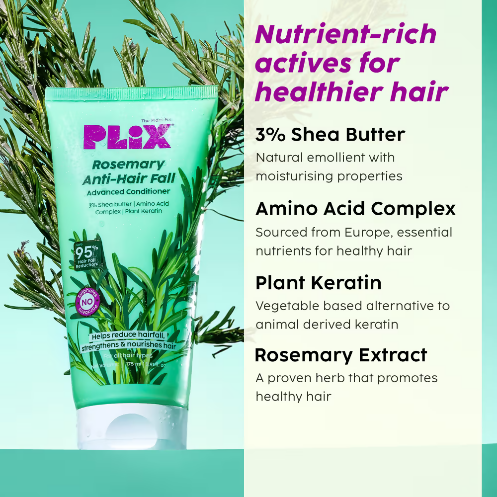 PLIX The Plant Fix Rosemary Anti Hairfall Regime 3% Redensyl Serum, Shampoo & Conditioner | Grocsy