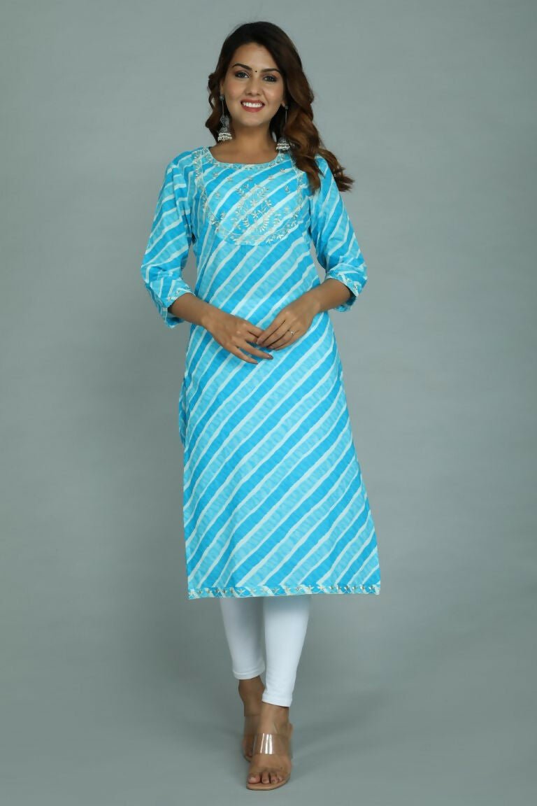 Alvano Women's Stylish Cotton Blend Laheriya Kurti | Grocsy