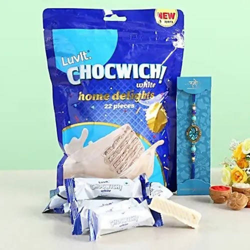 Evil Eye Rakhi & LuvIt Chocwich White | Grocsy