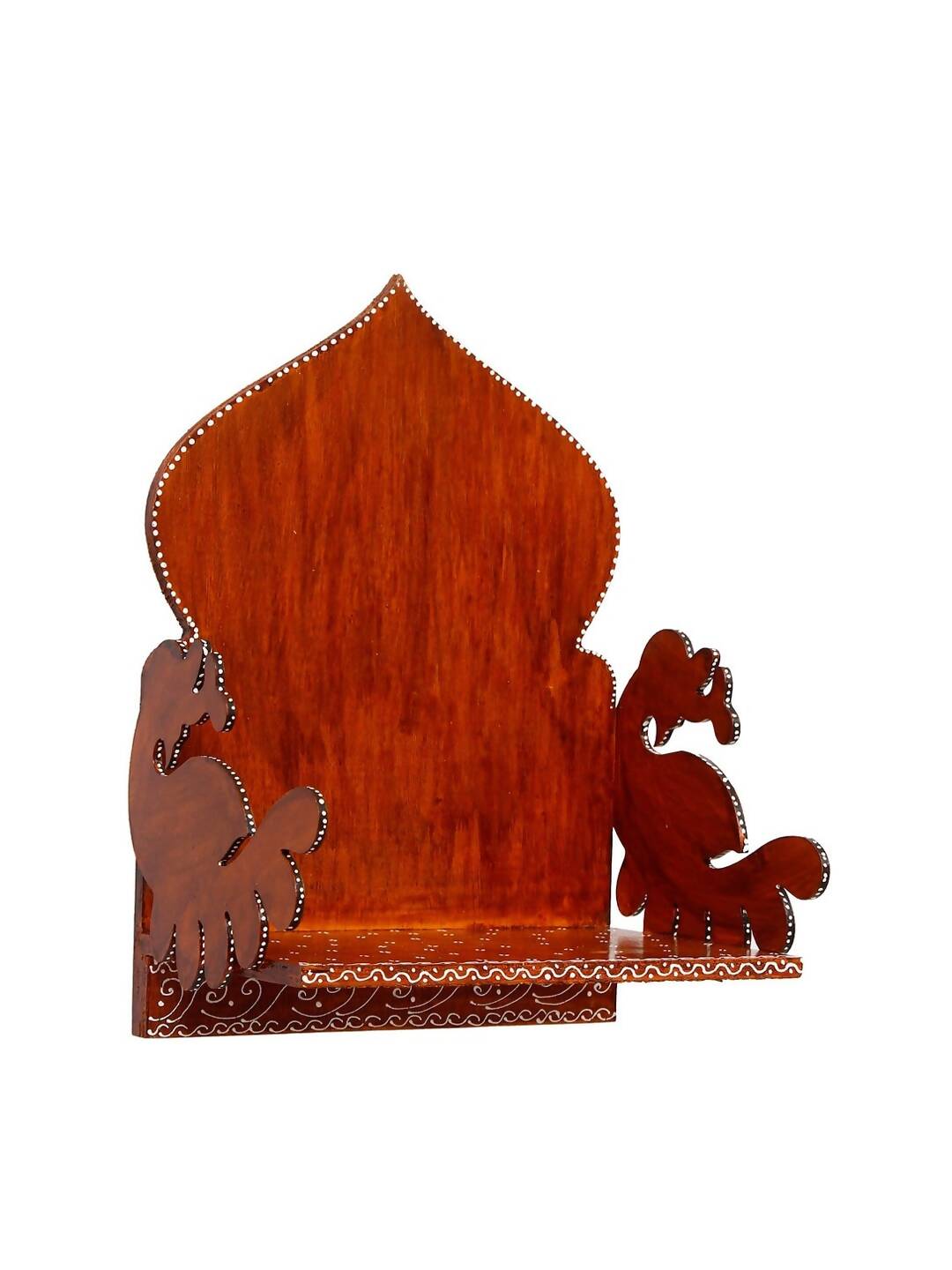eCraftIndia Brown Textured Wooden Pooja Shelf | Grocsy