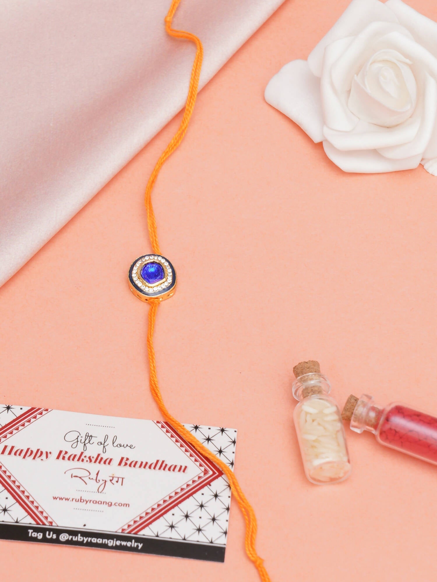 Designer kundan Rakhi - Ruby Raang | Grocsy