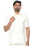 Ramraj Cotton Mens Poly Cotton Cream Colour Half Sleeve Shirt | Grocsy