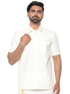 Ramraj Cotton Mens Poly Cotton Cream Colour Half Sleeve Shirt | Grocsy
