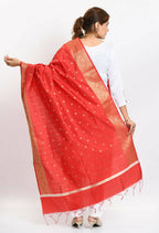 Mominos Fashion Moeza Women's Banarsi Silk Woven Design Red Dupatta | Grocsy