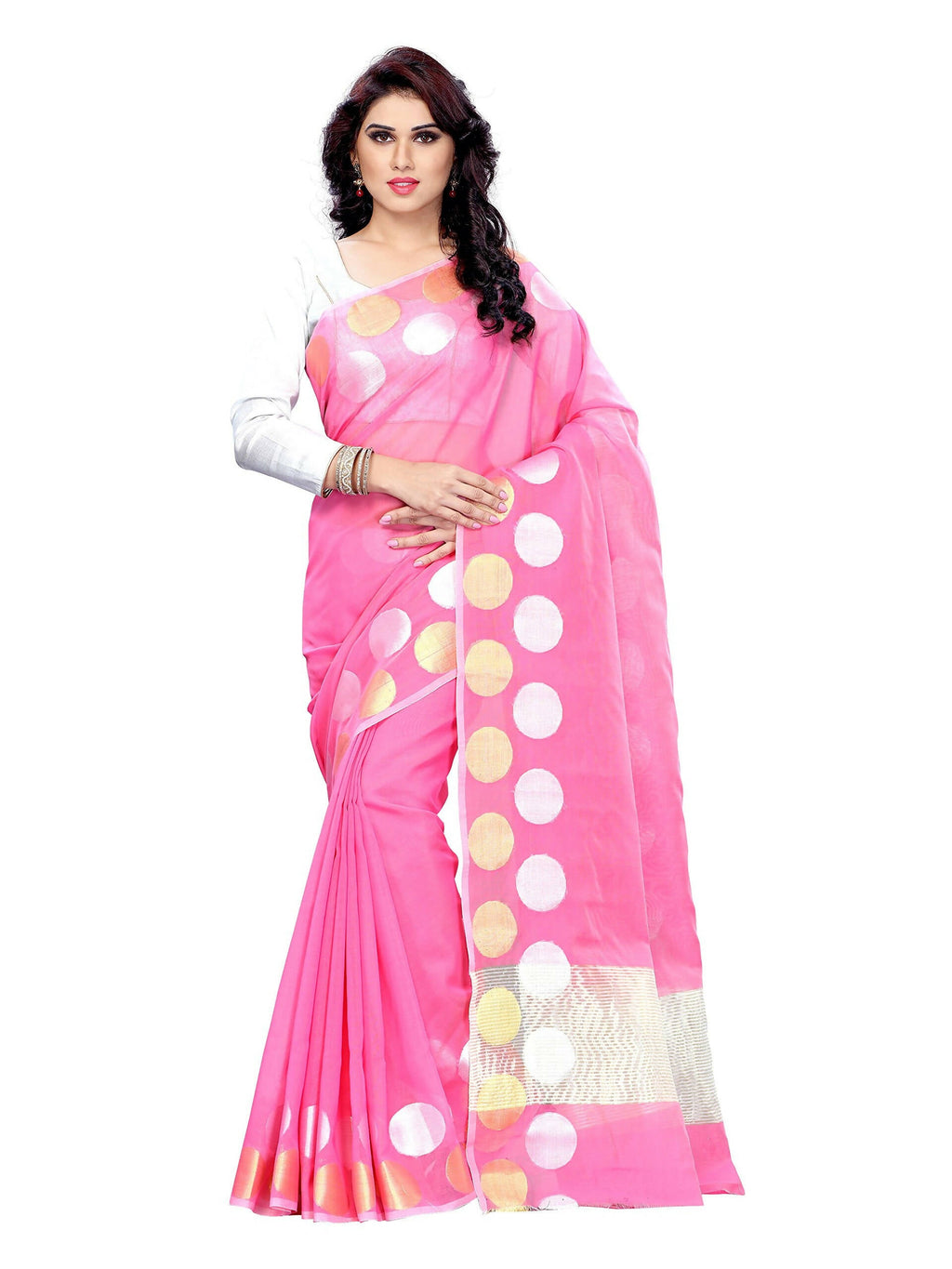 Mimosa Women Cotton Art Light Pink Saree | Grocsy