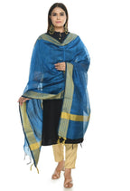 Mominos Fashion Blue Handloom Cotton Dupatta | Grocsy