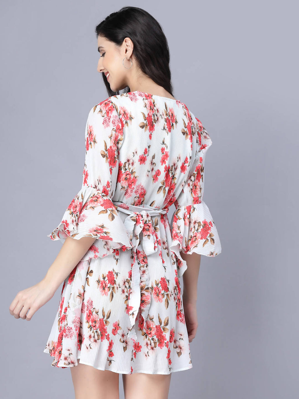 Myshka Georgette Printed 3/4 Sleeve V Neck Women Tunic | Grocsy