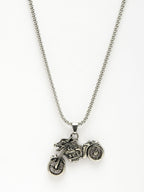 NVR Men's Rhodium-Plated Stainless Steel Bike Shaped Pendant With Chain | Grocsy