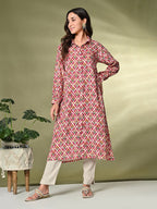 Sangria Printed A-Line Kurta | Grocsy
