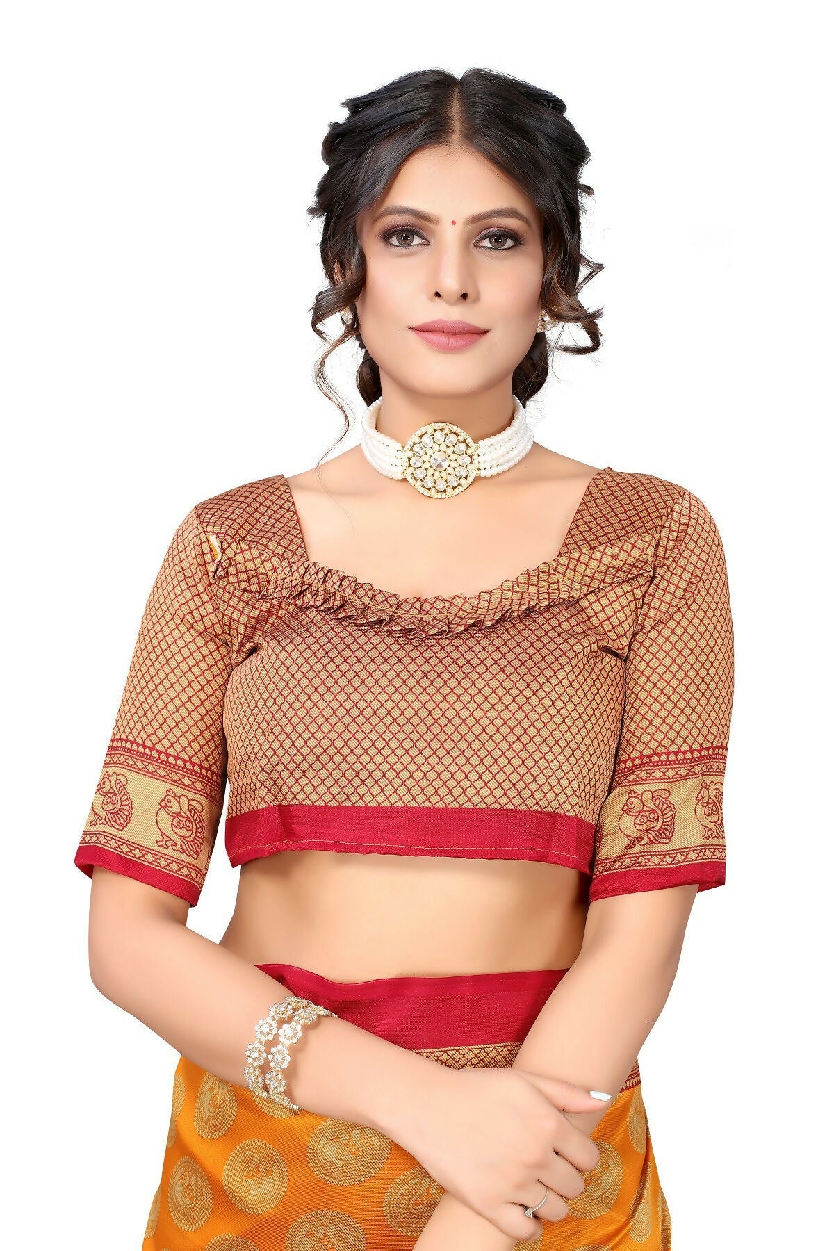 Vamika mustard Printed Art Silk Saree | Grocsy