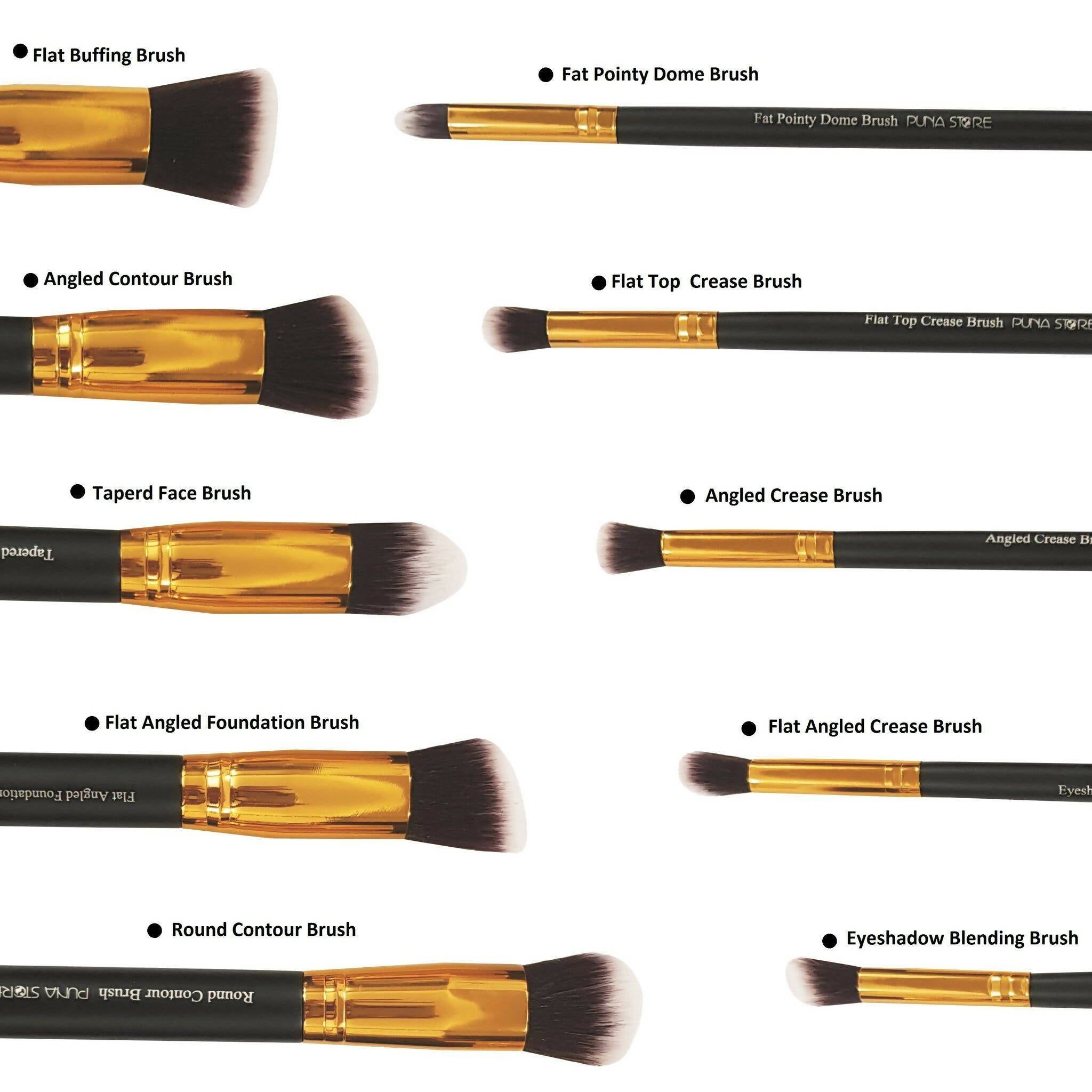 Favon Pack of 10 Professional Makeup Brushes | Grocsy