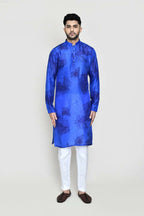 Joban Fashion Royal Blue Colored Cotton Silk Fabric Kurta With Straight Fit Pant | Grocsy