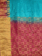 Kalamandir Checked Blue Pashmina Saree | Grocsy