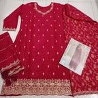 Vastranavya Exquisite Pink Heavy Chinon with Embroidered & Sequins Work Salwar Suits | Grocsy