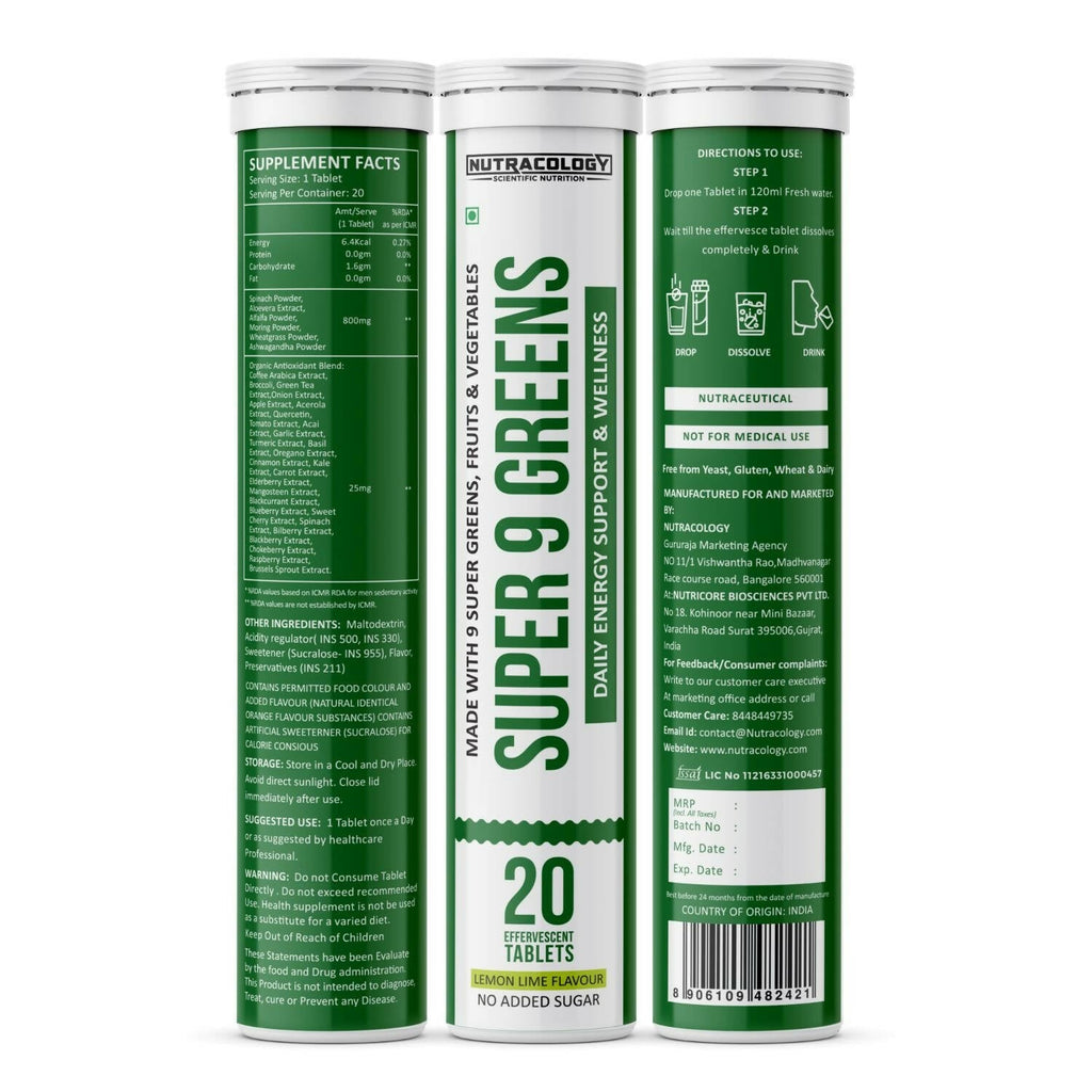 Nutracology Super 9 Greens Daily Wholefood Multivitamin For Immunity And Detox Plant | Grocsy