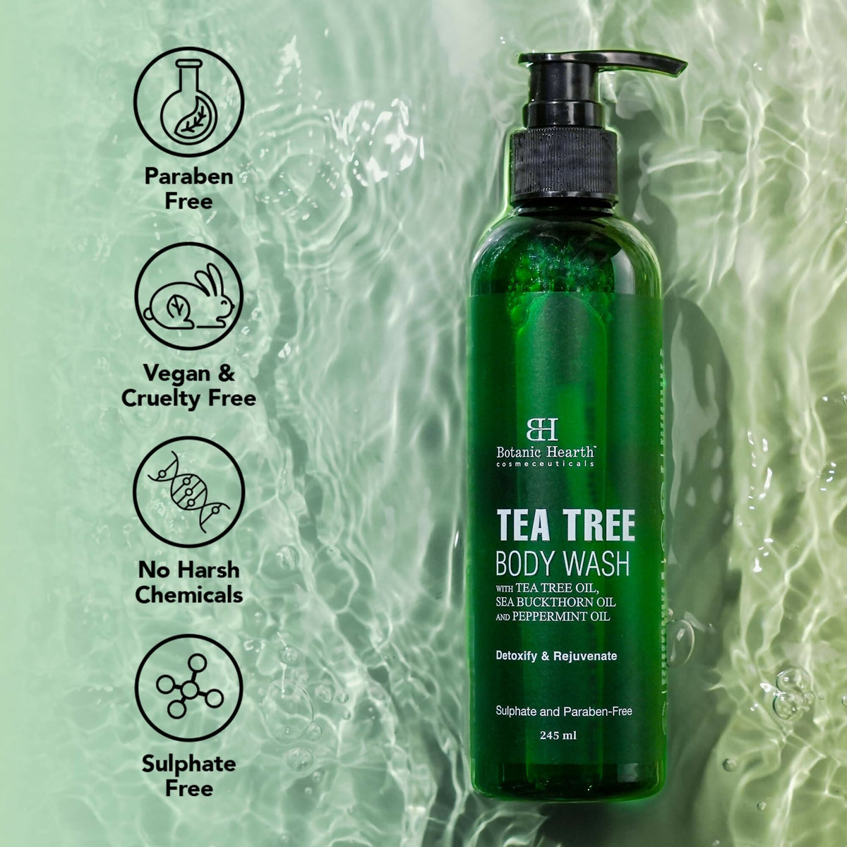 Botanic Hearth Tea Tree Body Wash with Sea Buckthorn Oil, Peppermint Oil | Grocsy
