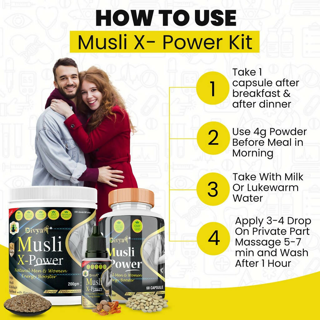 Divya Shree Musli X-Power Cap, Oil and Prash Combo | Grocsy