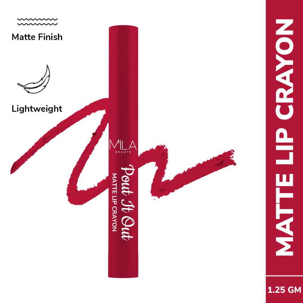 Mila Beaute Pout It Out Long Lasting & Matte Finish Lip Crayon Lipstick - Ariel | Grocsy