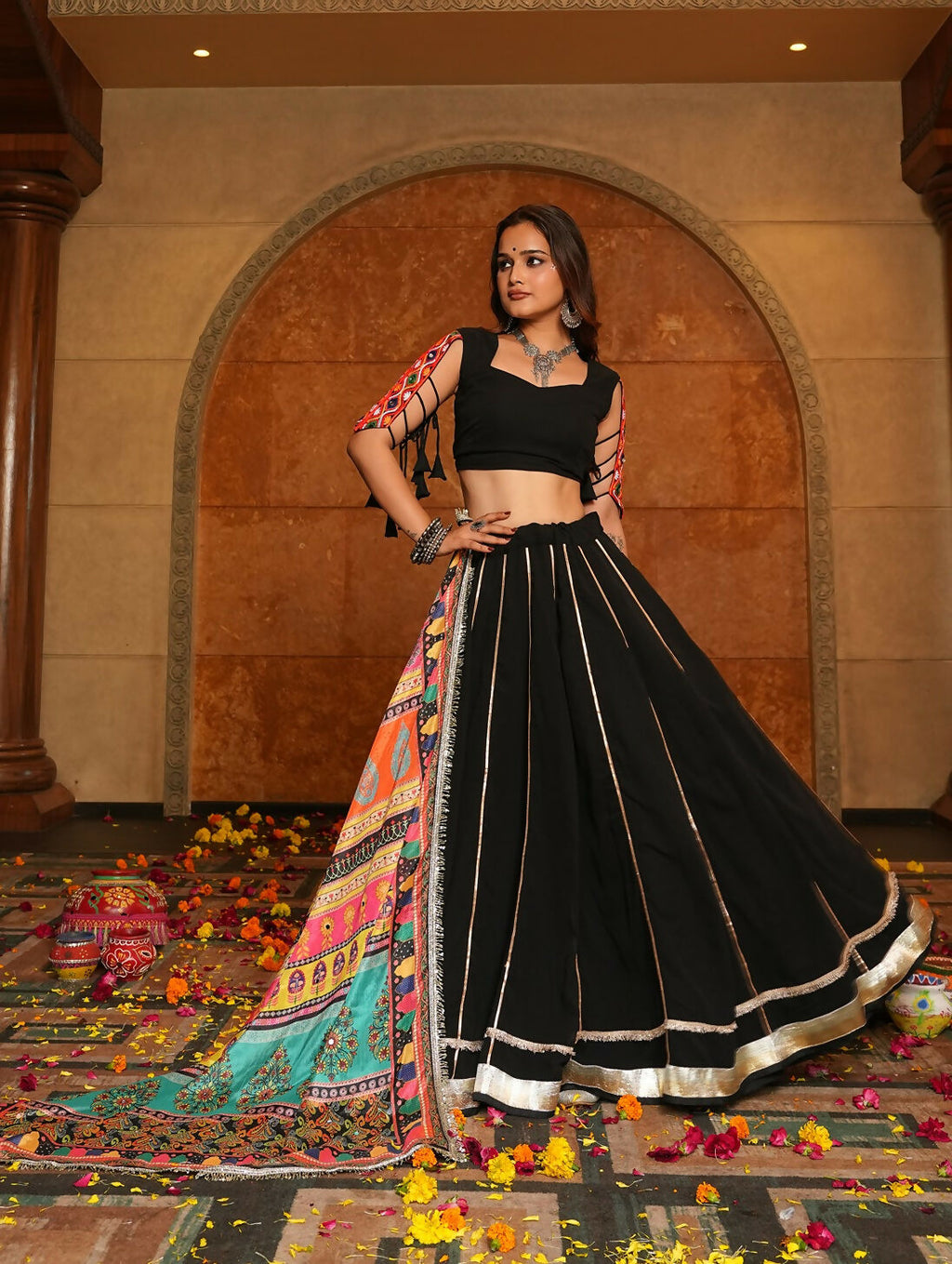 AI Fashion Black Georgette Designer Navratri Wear Lehenga Choli Collection | Grocsy