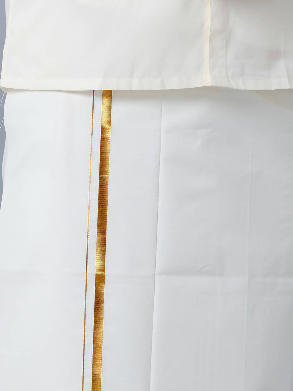 Ramraj Cotton Mens Wedding Set Cream Regular Dhoti, Shirt & Towel Arathi 1/2" | Grocsy