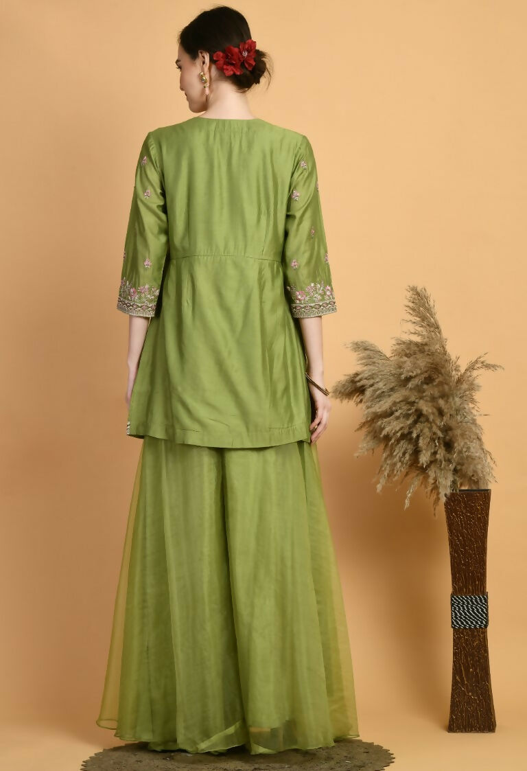 Joban Fashion Green Chanderi Kurta Set | Grocsy