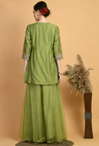 Joban Fashion Green Chanderi Kurta Set | Grocsy