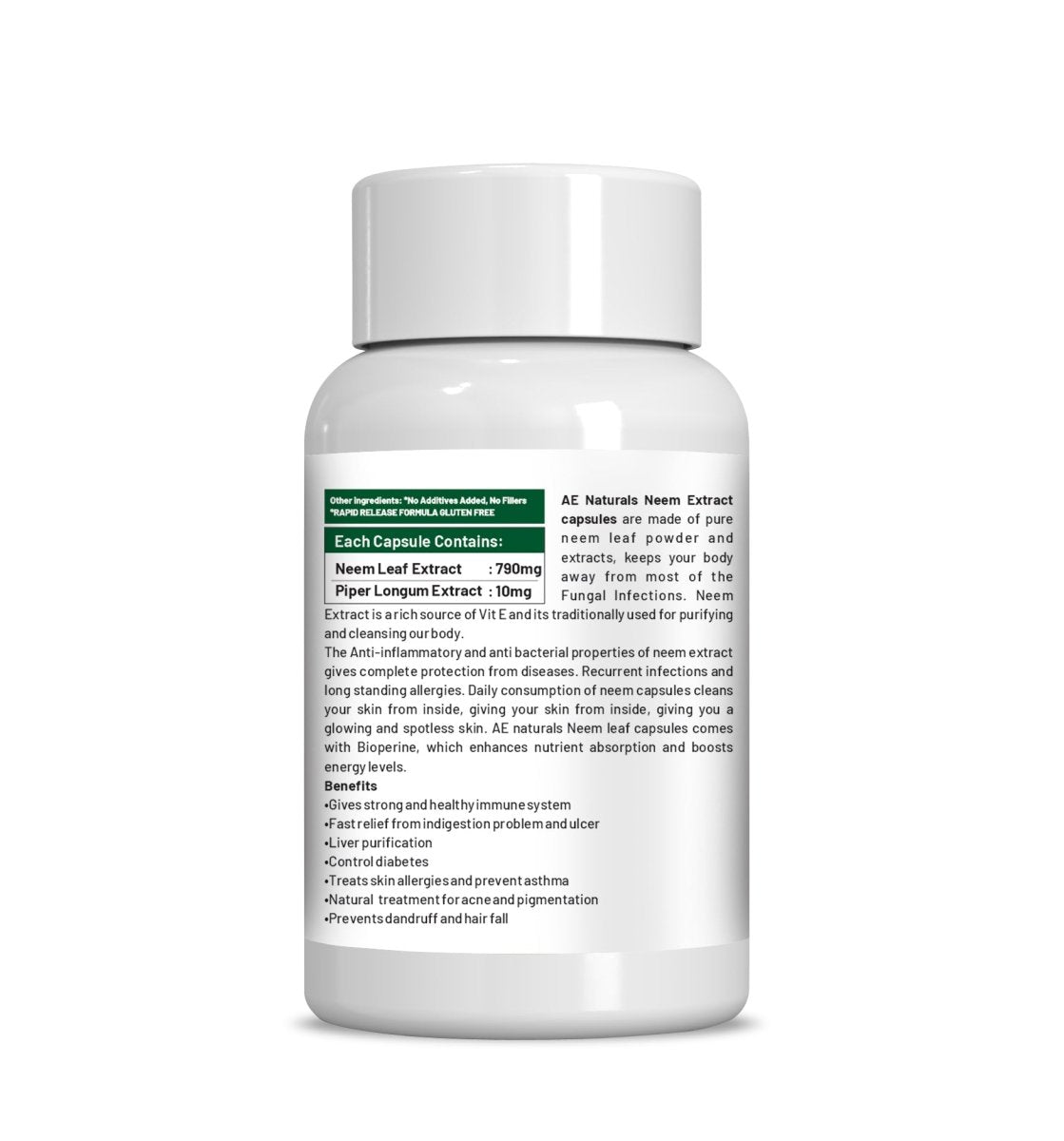 Ae Naturals Neem Extract Capsules | Grocsy