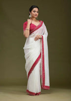 Joban Fashion White Tissue Gold Crush Party Wear Sarees | Grocsy